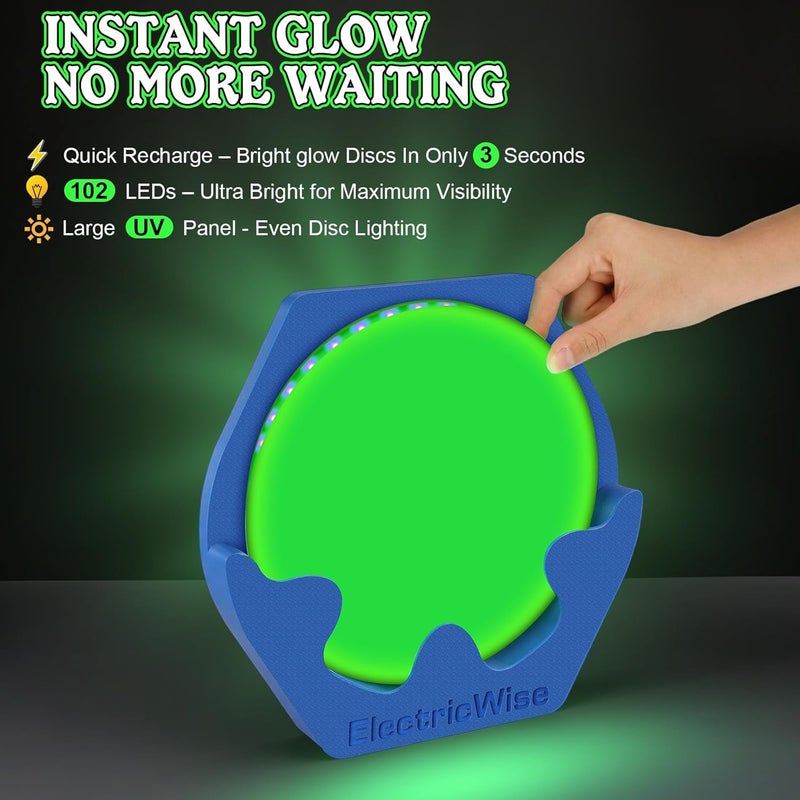 ElectricWise Disc Golf UV Charging Station for Luminous Discs, Fast LED Illumination Stand, Portable Night Play Disc Golf Accessory for Outdoor Practice, Backyard Fun and Tournament Games - Image 2